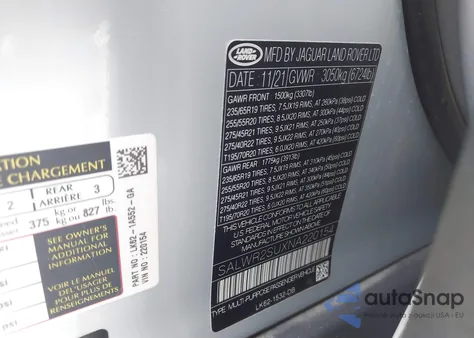 2022 Land Rover Range Rover Sport Hse Silver Edition Mhev z USA, uszkodzony, nr VIN SALWR2SUXNA220154